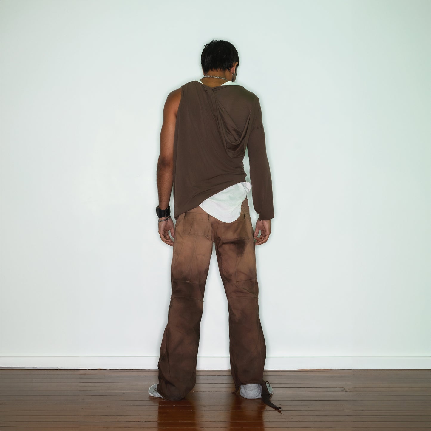 panelled dark wash pants